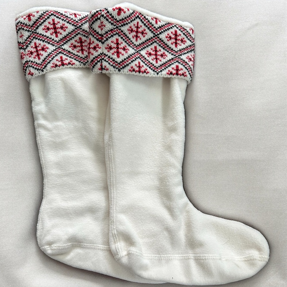 Women’s Tall Hunter Rain Boot Liner Cream with Red and Black - Size Medium